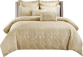 sheetsnthings Jacquard Full Size Comforter Set- 12PC Bed in a Bag Includes Sara (Beige) Duvet Cover Set, Down Alternative Comforter, Bed Sheets