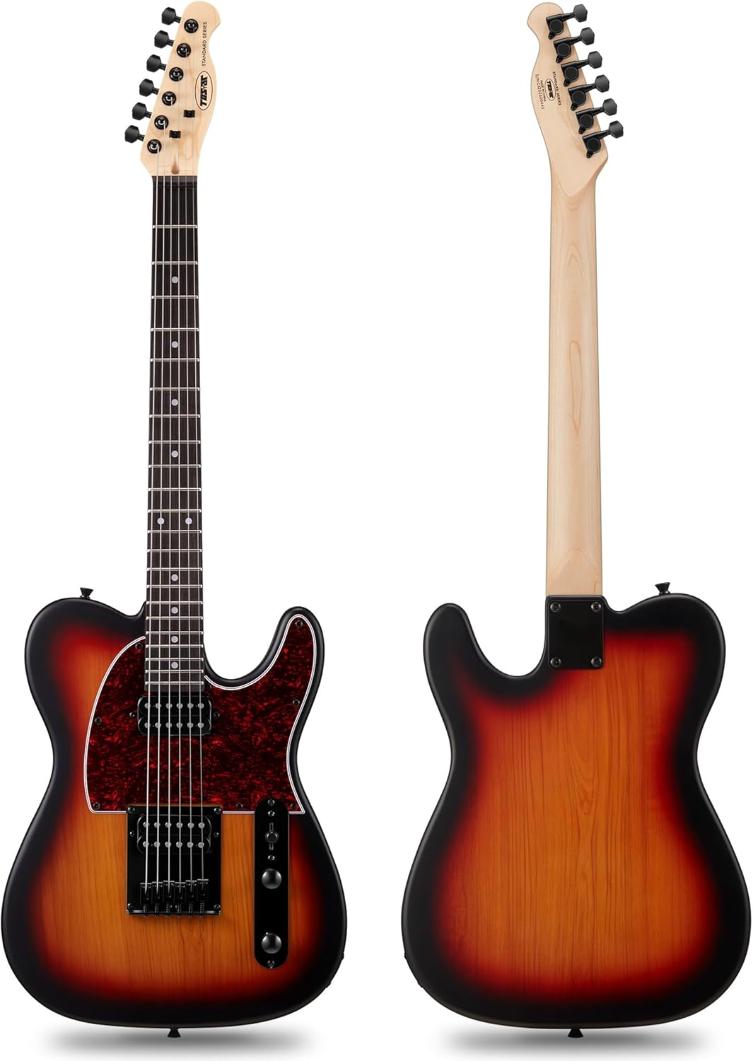 Tostar Electric Guitar: HH Humbuckers, Fixed Hardtail Bridge & Smoked Matte Finish, 3-Way Switch, 39' Solid Body Electric Guitar for Intermediate Players, Guitarra Eléctrica, Birthday Gifts, Sunburst