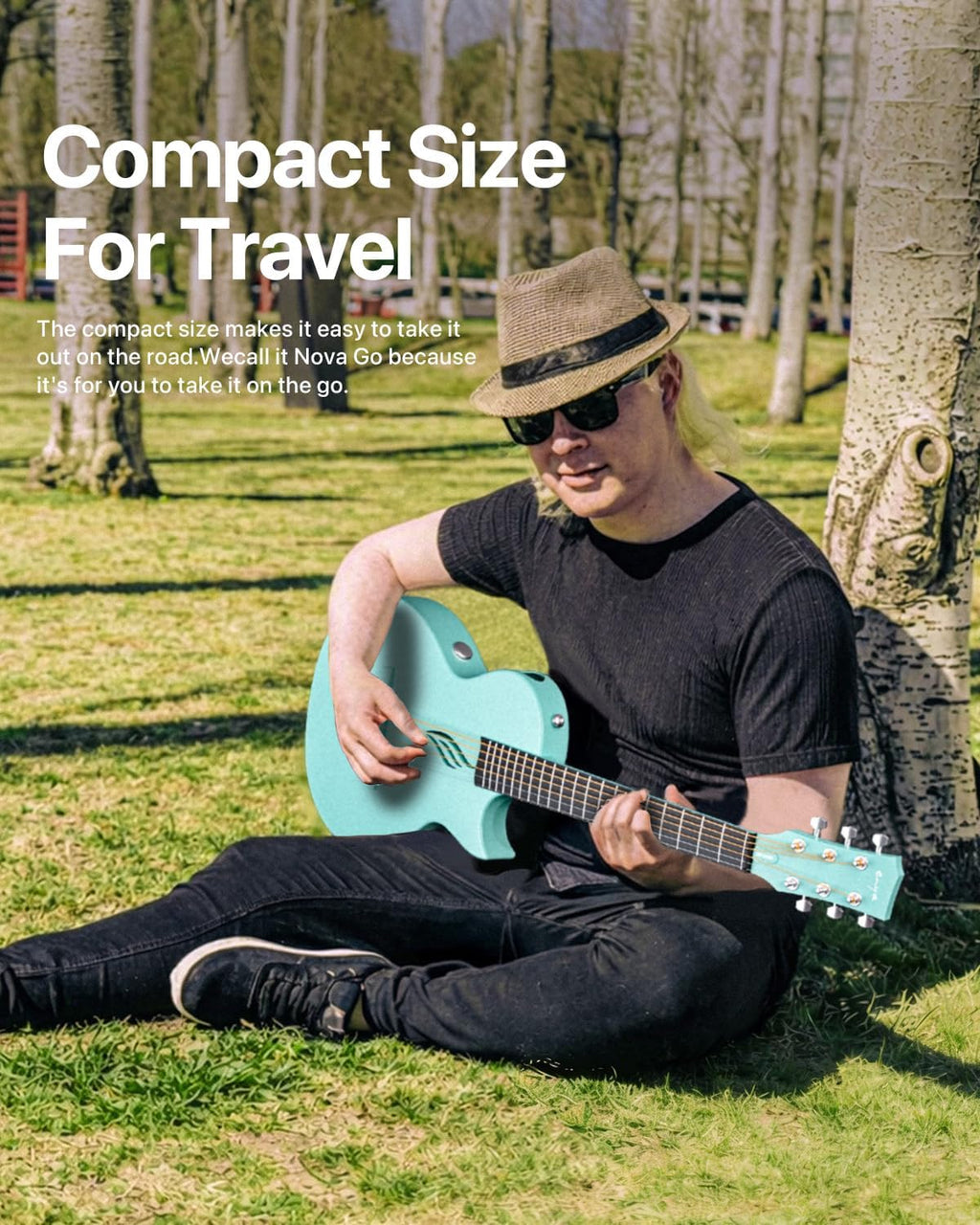 Enya NOVA GO SP1 Carbon Fiber Travel Guitar - 35' Acoustic Electric with Smart AcousticPlus Technology, Built-in Effects, USB Recording, Bluetooth Speaker, Beginner Bundle with Gig Bag & Accessories