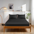 THXSILK 100% Mulberry Silk Bed Sheet Set - 3pcs Pure Silk Sheet Set - 16' Deep Pocket Fitted Sheet, 2 Pack Silk Pillowcase with Zipper Closure - Cal King Size, Black