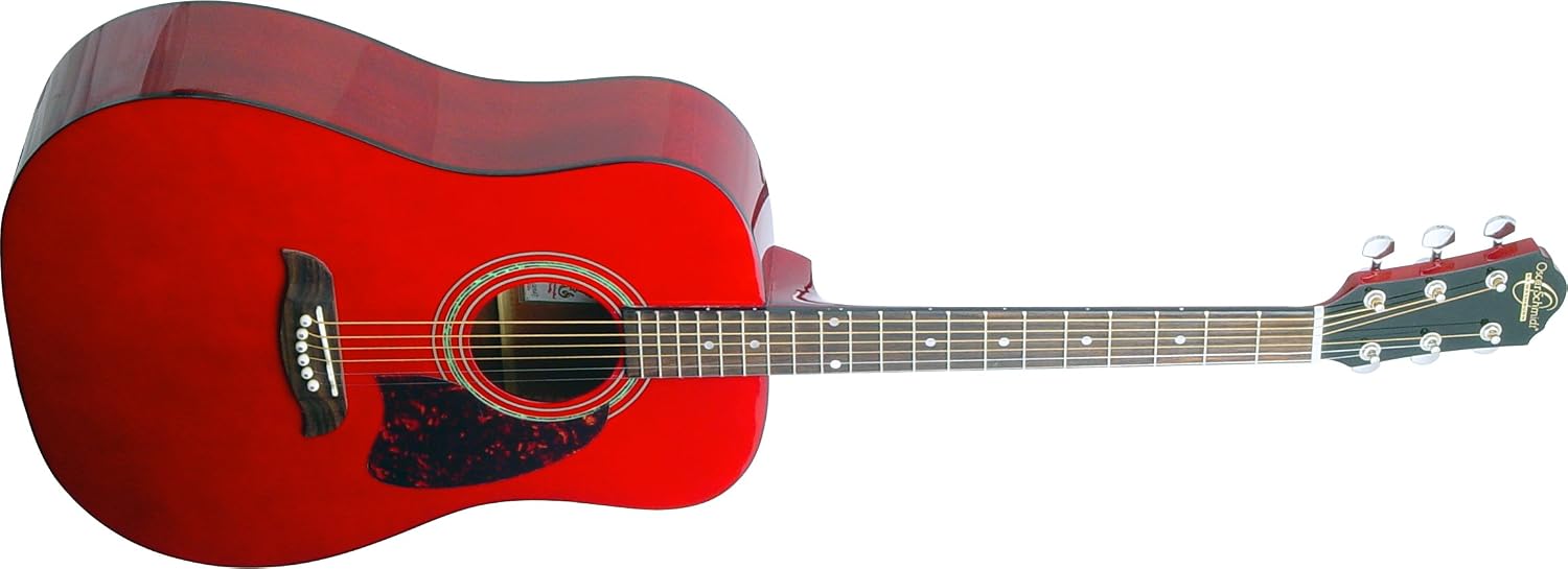 Oscar Schmidt OG2TR-A-U Acoustic Guitar - Trans Red