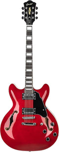 Grote Full Scale Electric Guitar Semi-Hollow Body Guitar Stainless Steel Frets(Red)