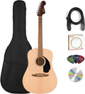 Fender California Redondo Dreadnought Acoustic Guitar - Natural Bundle with Gig Bag, Strap, Strings, Picks, and Austin Bazaar Instructional Video