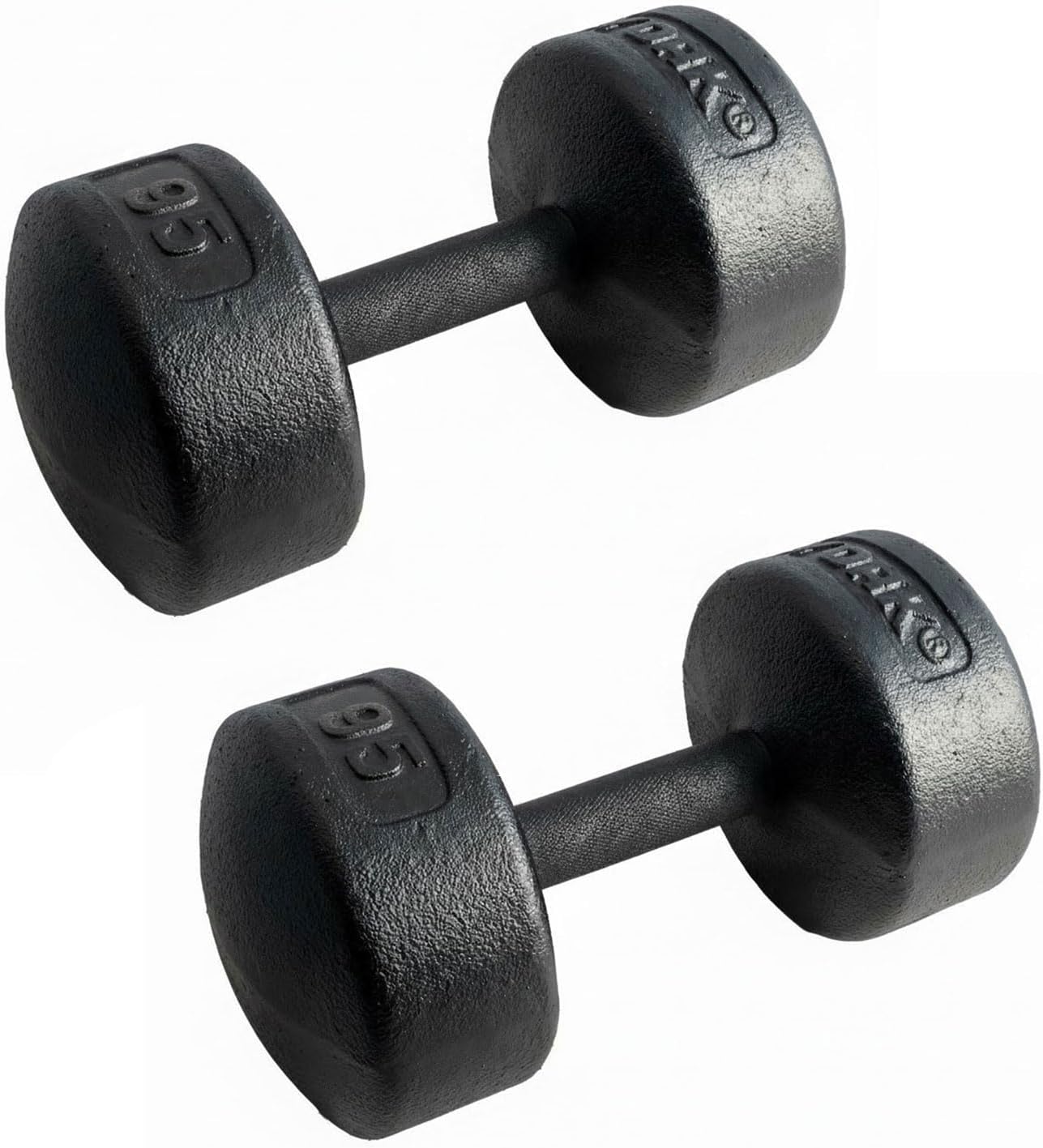 Legacy Solid Round Dumbbell Black – Heavy Duty Cast Iron Hand Weight with Knurled Ergonomic Grip for Strength Training, Muscle Toning, Home Gym Workout – 5 lb to 150 lb In Single & Pair