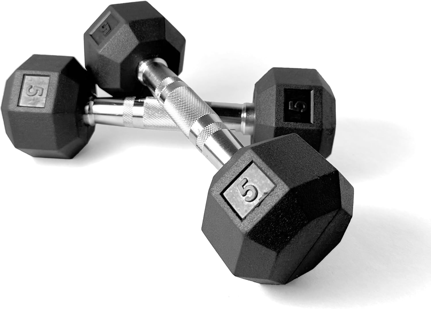 Ader Black Octagon Rubber Dumbbell Set with Rack