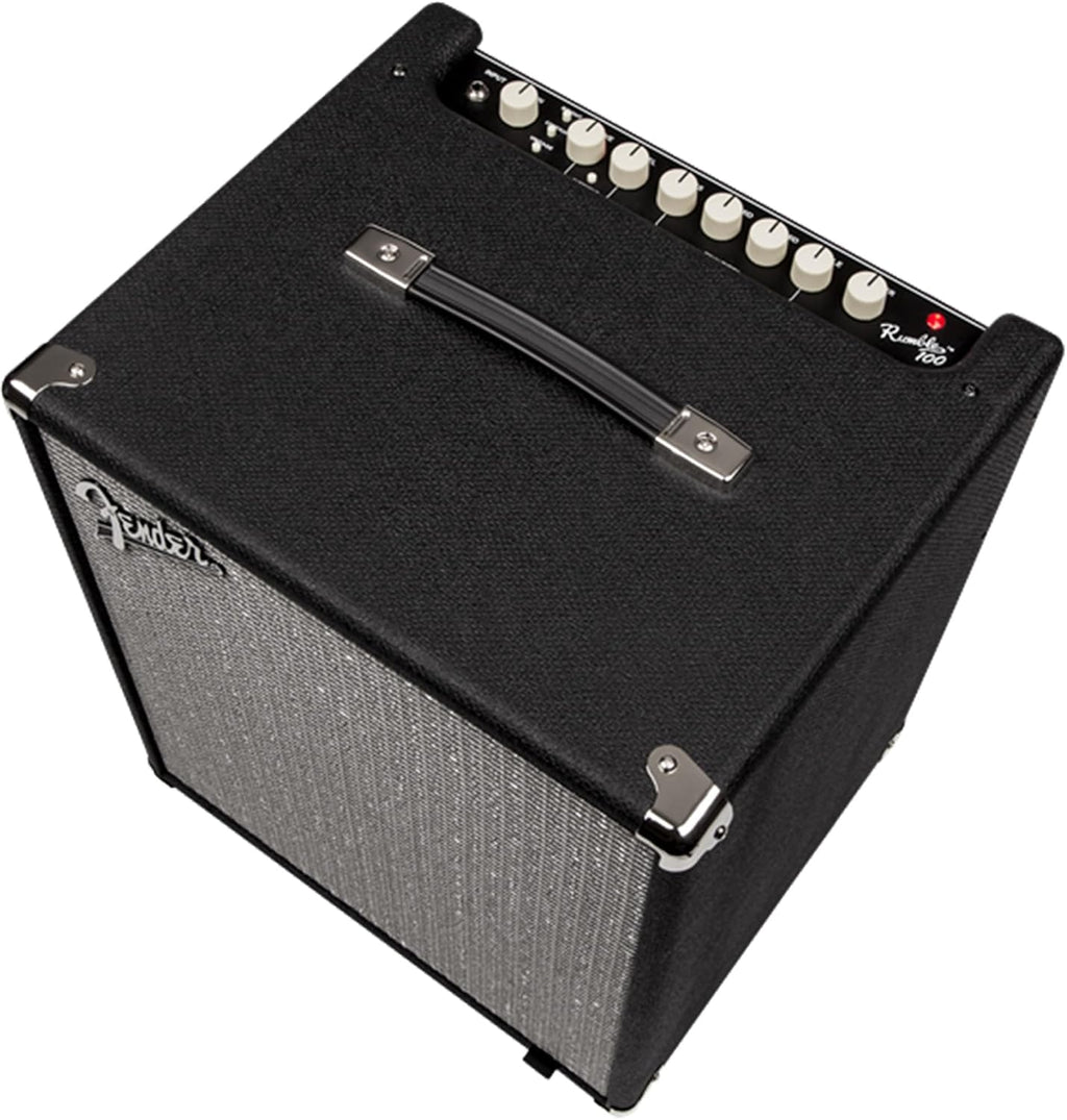 Fender Rumble 100 V3 Bass Amp for Bass Guitar, 100 Watts, with 2-Year Warranty 12 Inch Eminence Speaker, Overdrive Circuit, Tone Voicing, Effects Loop and Direct XLR Output