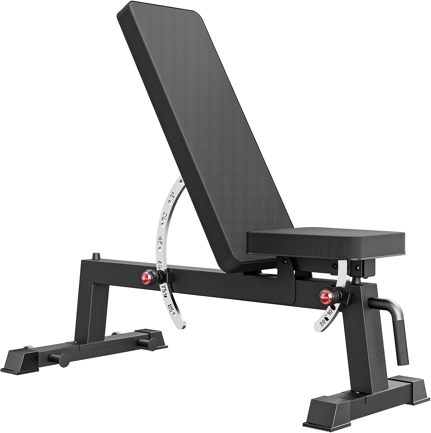 PAPABABE Adjustable Weight Bench with Weight Set, Heavy-Duty Workout Bench with Two-Way Angle Adjustment, Comfortable Extended & Easy-to-Clean Backrest, Transport Wheels & Easy Mobility for Home Gym