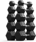 Rubber Encased Hex Dumbbell, Hand Weights with Anti-Slip Cast Iron Grip for Exercise & Fitness, Weights Dumbbells Set of 2 for Strength Training