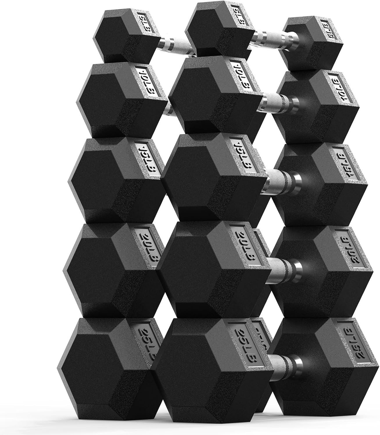 Rubber Encased Hex Dumbbell, Hand Weights with Anti-Slip Cast Iron Grip for Exercise & Fitness, Weights Dumbbells Set of 2 for Strength Training