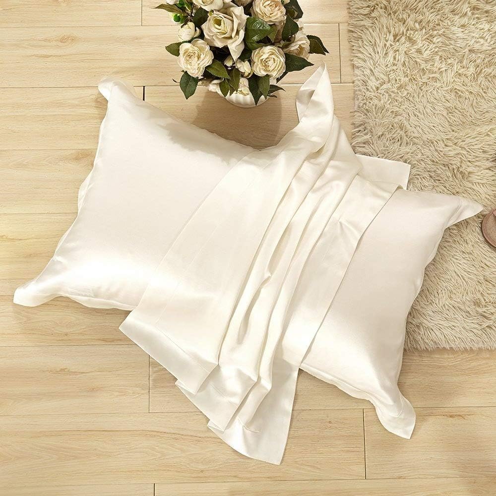 LilySilk Mulberry Silk Sheets 4 Piece, 19 Momme, King Size - 1 Flat Sheet, 1 Fitted Sheet & 2 Oxford Pillowcases, 100% Top 6A Grade Oeko-Certified, Ivory