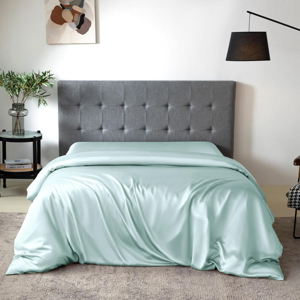 THXSILK 100% Mulberry Silk Duvet Cover, 7A+ Silk Comforter Cover, Seamless Breathable Comforter Quilt Cover with Zipper Closure - Seamless, Ultra Soft, Durable, Twin Size, Light Blue