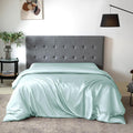 THXSILK 100% Mulberry Silk Duvet Cover, 7A+ Silk Comforter Cover, Seamless Breathable Comforter Quilt Cover with Zipper Closure - Seamless, Ultra Soft, Durable, California King, Light Blue