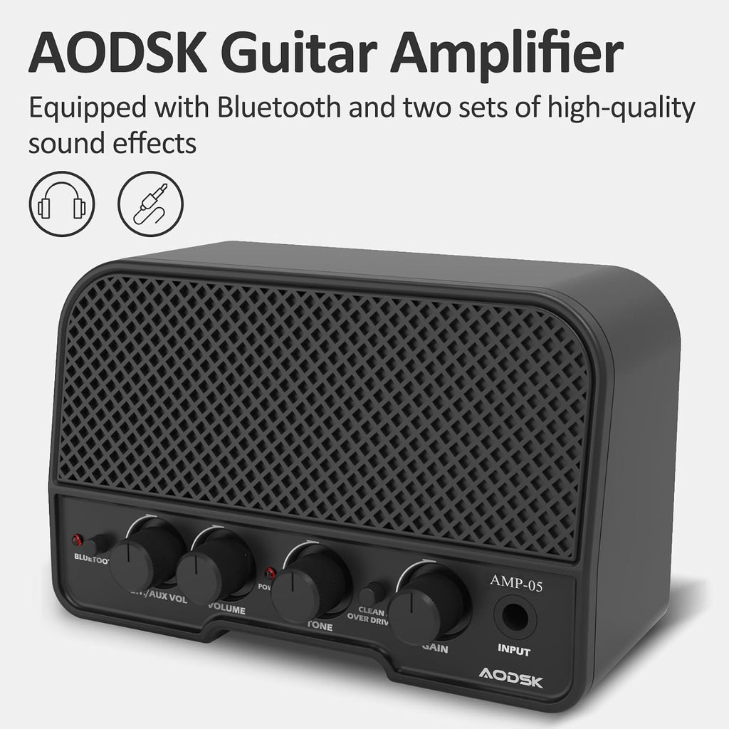 AODSK Electric Guitar with Amp Beginner Kit 39 Inch Solid Body Full Size,All Accessories,Digital Tuner,Six Strings,Four Picks,Tremolo Bar,Strap,Gig Bag,Starter kit