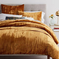 The Harry Creations 3 Pcs Set Solid Pattern Velvet Bedding Ultra Donna Crushed Luxury Boho Duvet Cover (Crush- Gold, Twin XL 59' x 102')