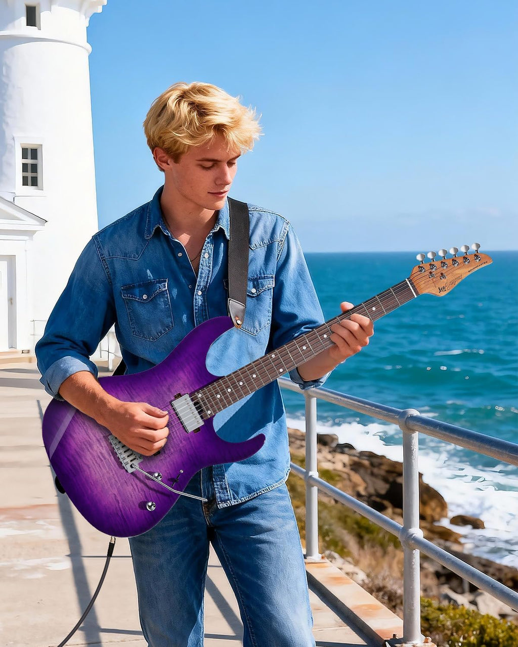 Leo Jaymz ST Pro Electric Guitar with Coil-Split, Roasted Maple Neck, Rosewood Fingerboard, Mahogany Body, Alnico 5 Pickups