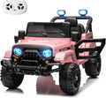MINIATURE MOTORS 24V Kids Electric Ride on Truck Car Remote Control, Twin 55W Motors 4MPH Max Speed, Bluetooth Music Player, 4 Wheels Suspension LED Lights Safety Belt, Gift for Boys Girls-Light Pink