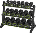 HANDBODE Hex Dumbbell Set with Rack, 300-840 lb Rubber Coated Fixed Weights Sets with Heavy Duty Storage Stand, Hexagon Shape, Multiple Weight Options Home Gym Equipment for Strength Training