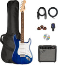 Fender Squier Sonic Stratocaster Pack - Sapphire Blue Transparent Bundle with Frontman 10G Amp, Gig Bag, Tuner, Instrument Cable, Strap, and Picks