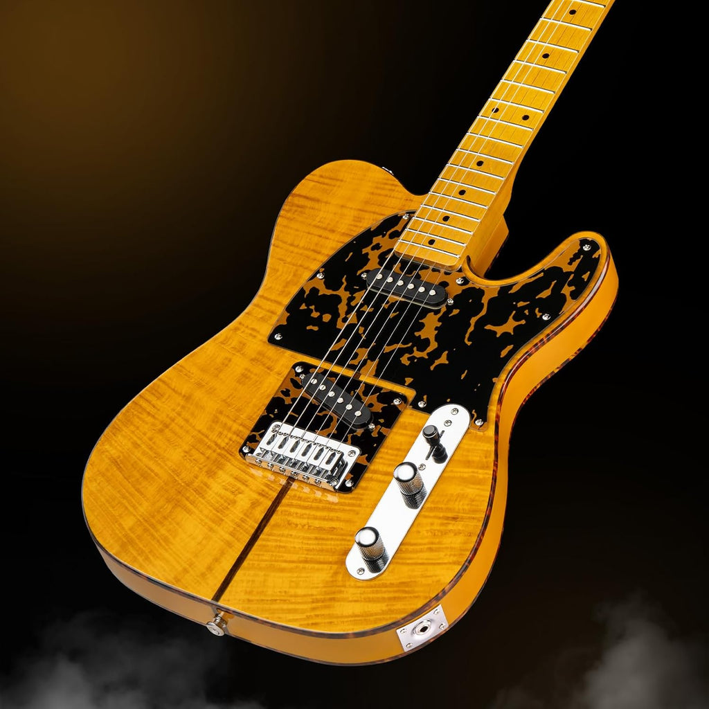 MBT Solid Body Electric Guitar with Mahogany Body, Maple Fingerboard and Bone Nut, for Beginner to Professional Players, Right Handed, Natural Gloss Surface