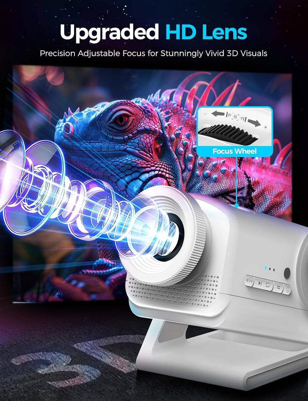 3D Galaxy Projector with 60+ HD Space Themes, Bluetooth Speaker, Remote & Timer - Night Light for Bedroom Decor, Kids Room, Birthday Gifts for Adults, Boys and Girls