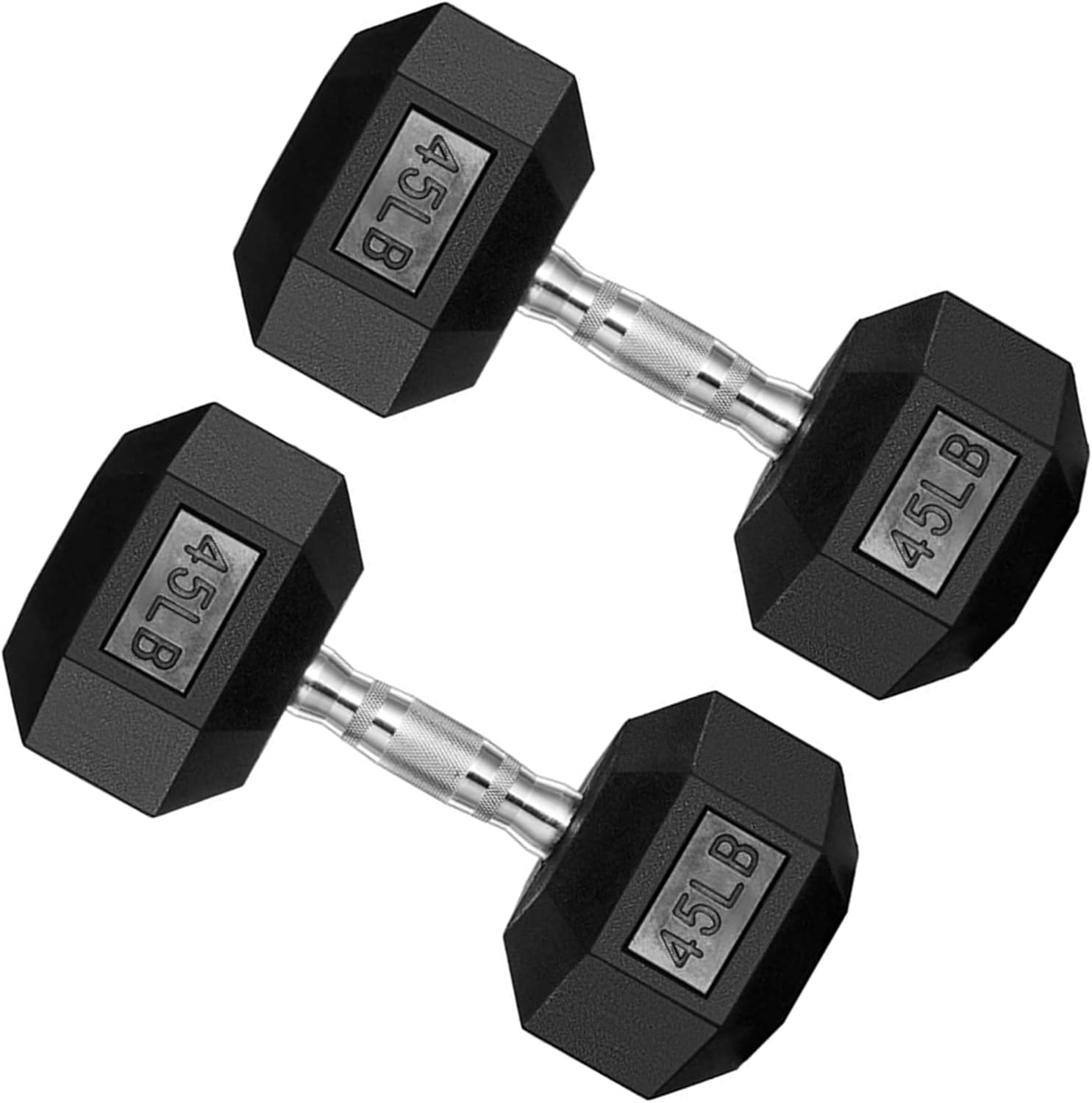 Hex Dumbbell Set, 10-80 lb Rubber Encased Hex Dumbbells, Home Gym Dumbbells for Women & Men, Muscle Toning, Strength Building and Full Body Workout(45 LB Pair)