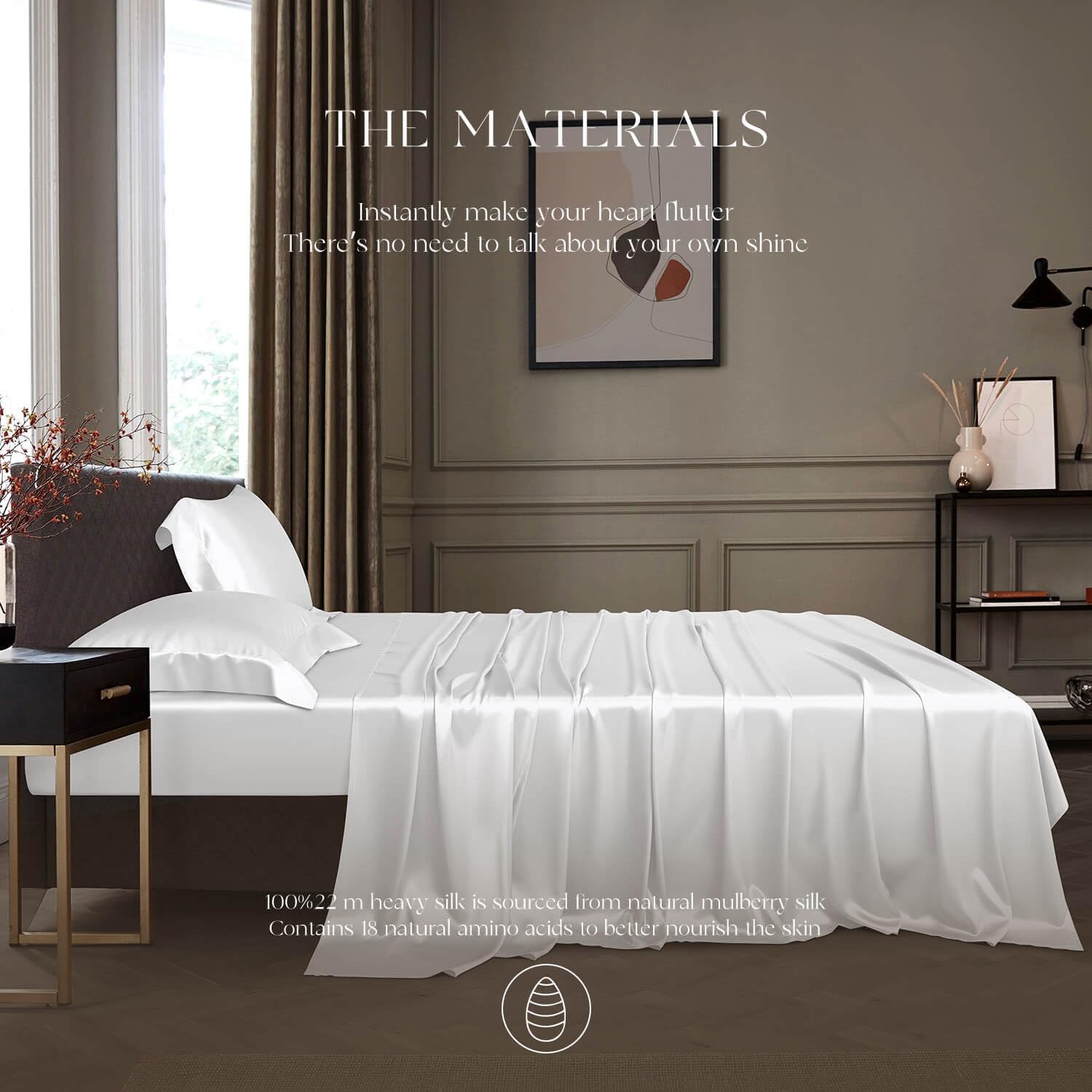 DISANGNI 22 Momme 100% Mulberry Silk Bedding Set - 4-Piece Luxury (2 Pillowcases, 1 Fitted Sheet, 1 Flat Sheet) - 6A Grade Natural Silk (Cream White, Queen)