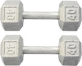 Hydra Fitness Exchange Cast Iron Hex Dumbbell 3 lb to 100 lb (in Single & Pair) - Solid Hexagon Silver Coating Dumbbell Set Strength Training Free Weights for Women & Men Residential Only