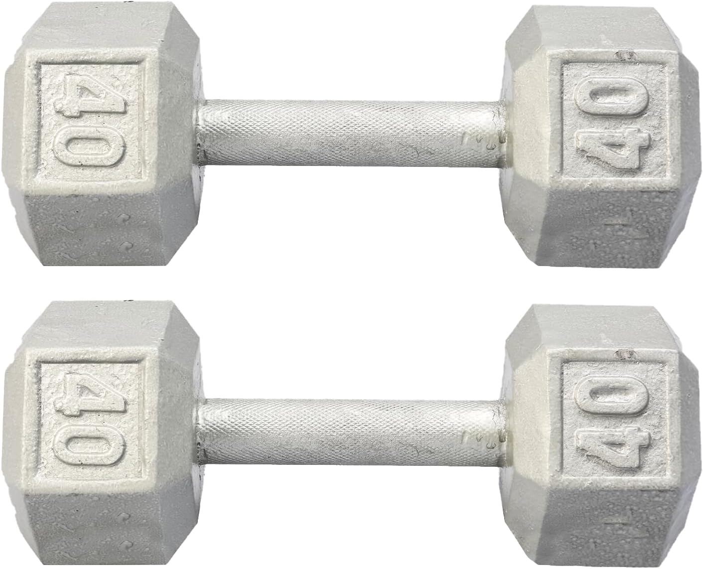 Hydra Fitness Exchange Cast Iron Hex Dumbbell 3 lb to 100 lb (in Single & Pair) - Solid Hexagon Silver Coating Dumbbell Set Strength Training Free Weights for Women & Men Residential Only