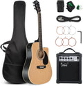 GLARRY Full Size 6 Strings Acoustic Electric Guitar Beginner Kit w/ 15W Amp, Cutaway 41 Inch Electric Acoustic Guitar w/Inbuilt Tuner, Bag, Strap, Picks, Strings, Basswood Guitarra, Matte Natural