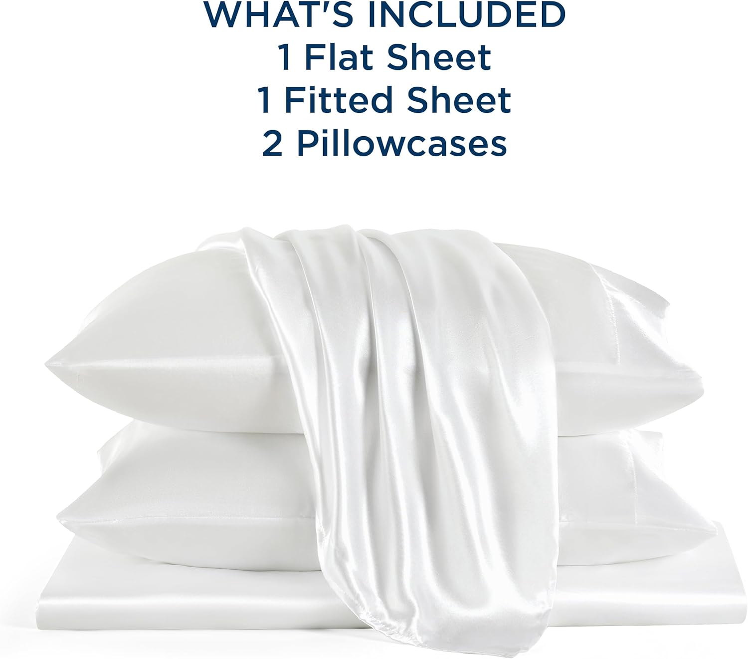 Custom Size 4-Piece Sheet Set Premium 30 Momme Mulberry Silk Bed Sheets Set Fits 23-26' Deep Pocket (Solid, White)