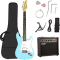 Soulmate 39 Inch Electric Guitar Kit for Beginner Solid Body HSS Full Size Starter Electric Guitar with Amplifier, Bag, Capo, Strap, String,Cable, Picks, Blue