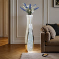 36' Extra Tall Double Sided Crushed Diamond Vases, Mirrored Silver Vase,Floor Vases Decorative Tall, Large Decorative Vase for Home,Office,Hotel Decor(7.72' L x4.33 W x 36' H)
