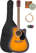 Fender FA Series Dreadnought Acoustic-Electric Guitar - 2-Color Sunburst Bundle with Gig Bag, Strings, Picks, and Austin Bazaar Instructional DVD