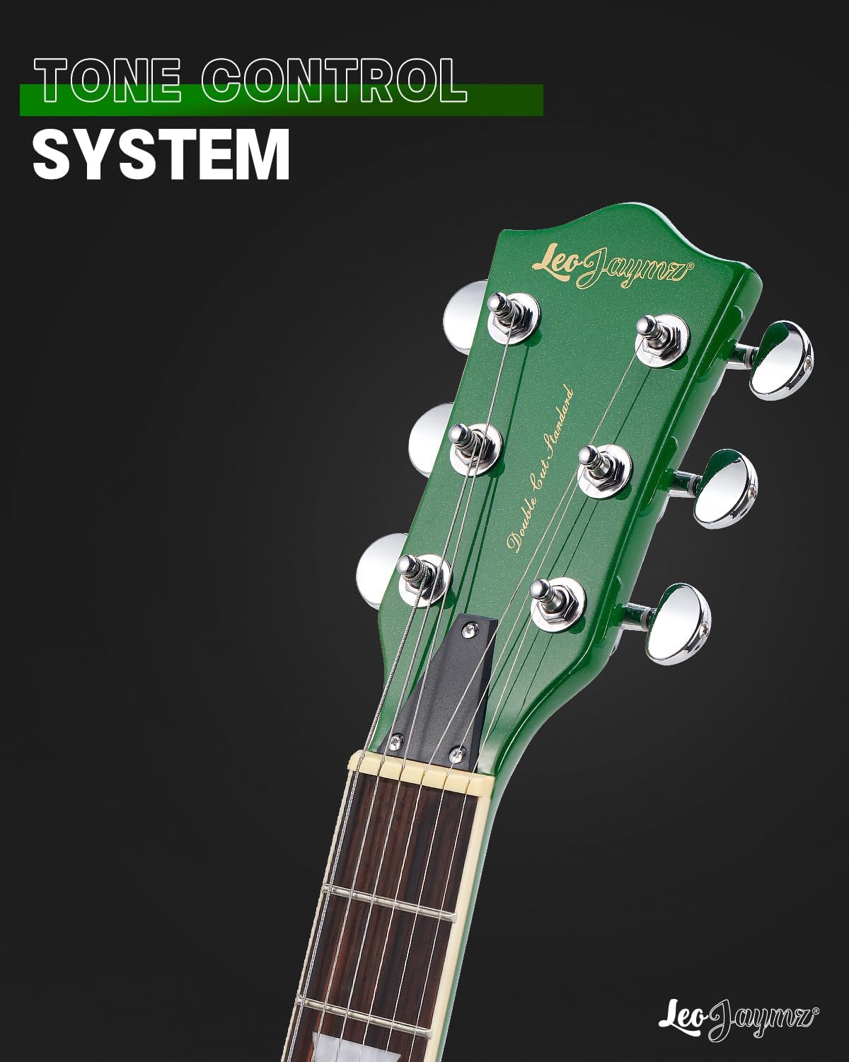 Leo Jaymz 39 Inch Solid Body Electric Guitar - Poplar Wood Body，Maple Neck and Laurel Wood Fretboard (Green Flame)