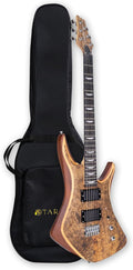 TARIO 6-String Electric Guitar, Maple Burl Veneer Top, Sapele Body, Maple Neck, 24 Frets, HPL Fingerboard, Dual Humbucker Pickups (H-H), Fixed Bridge – Modern Ergonomic Design for Stage & Studio