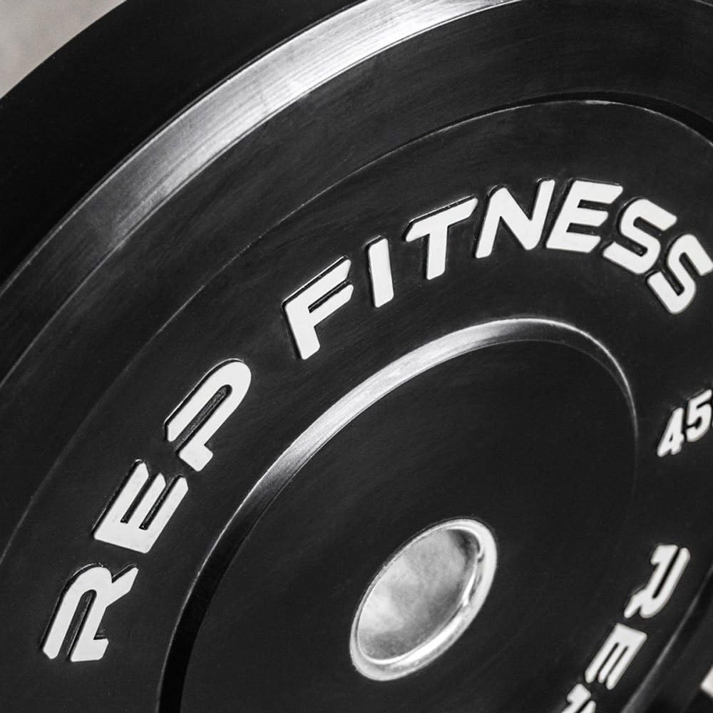 REP Fitness Rubber Bumper Plates, 5Lb to 370 lb Set Pairs, Olympic Standard Weights, Shock Absorbing Low Bounce Design, For Home Gyms, Fitness Centers, Strength Workouts, Barbell Use