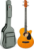Best Choice Products Acoustic Electric Bass Guitar, Full Size 4 String, Fretted Bass Guitar w/Padded Gig Bag - Aged Natural