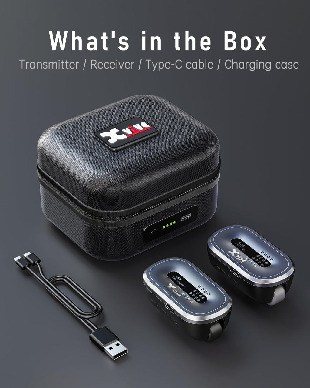 Xvive AC58 Wireless Guitar System 5.8GHz, A58 Guitar Wireless System with Charging Case for Active or Passive Pickup Electric/Acoustic Bass Guitar
