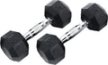 Ader 2lb-120lb Black Octagon Rubber Dumbbells Pair