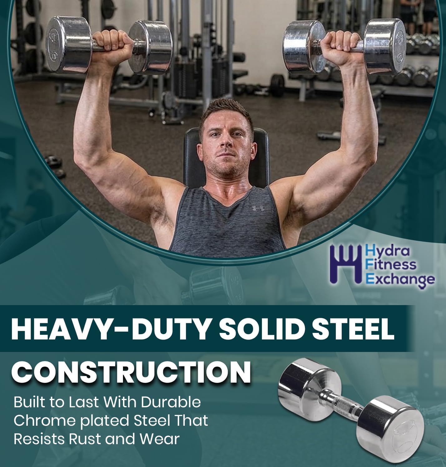 Professional Chrome Dumbbell with Ergo Grip, Heavy-Duty Solid Steel Knurled Handles Hand Weights for Exercise Muscle Toning Home Gym Workout and Training - 2.5 LB - 50 LB Pack of 1, 2 & 4