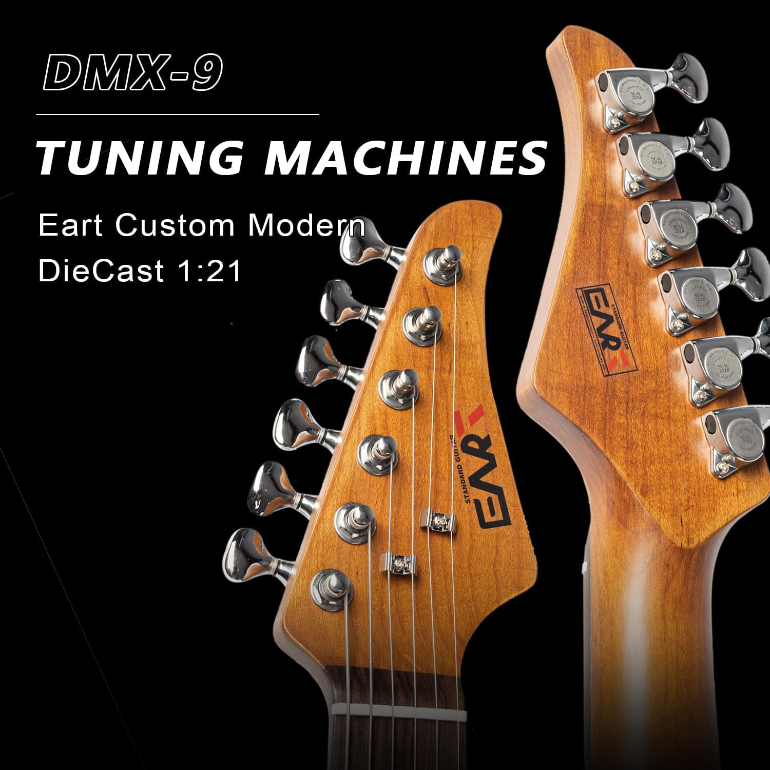 EART Electric Guitar DMX-9, 6 String Tremolo Bridge, Humbucker Pickups, Solid Body, 5-Way Switch Guitars (Gloss Pearl White)
