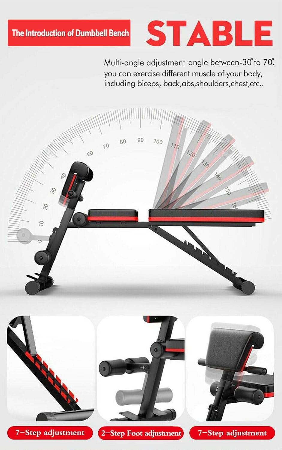 Multi-Use Full Body Training Sit Up Stretch Adjustable Weight Gym Bench Dumbbell Bench For Home Workout Fitness