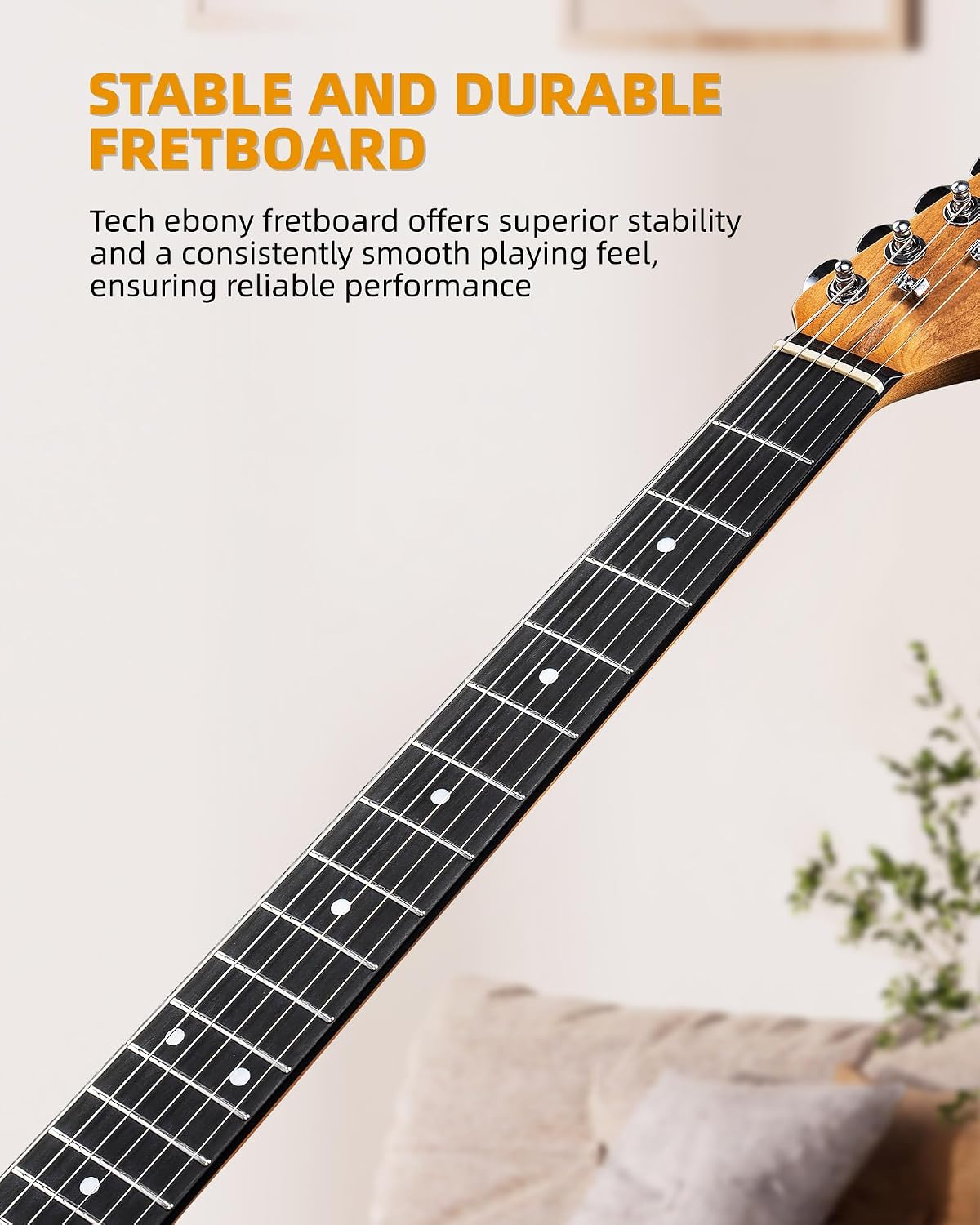 LEKATO Beginner Electric Guitar Kit 39 Inch Full Size Solid Body Guitar SSS for Starter Roasted Maple Neck Stainless Steel Frets, 5w Plug-in Amp, Bag, Tuner, Capo, Strap, Picks, String, Cable-Sunburst