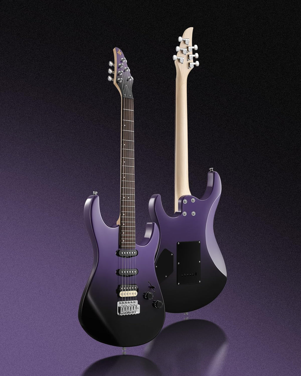 Donner DMT-66 Solid Body Electric Guitar Kit for Beginners, Full Size 39' Electric Guitar with HSS Pickups, Poplar Body, Maple Neck, Starter Guitar with Gig Bag, Strap, Whammy Bar Arm, Purplish Black
