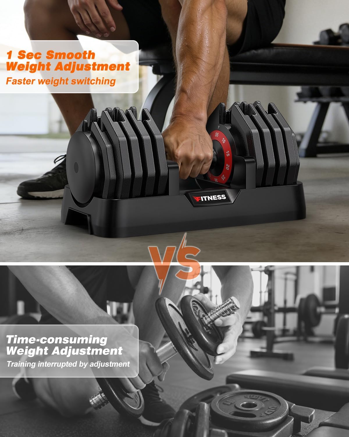 Rendpas Adjustable Dumbbells Set of 2, 5-in-1/10-in-1/16-in-1 Quick-Lock Hand Weights 25/55/80 lbs Pair, Anti-Slip Handle Free Weights Set for Home Gym Strength Training for Men Women