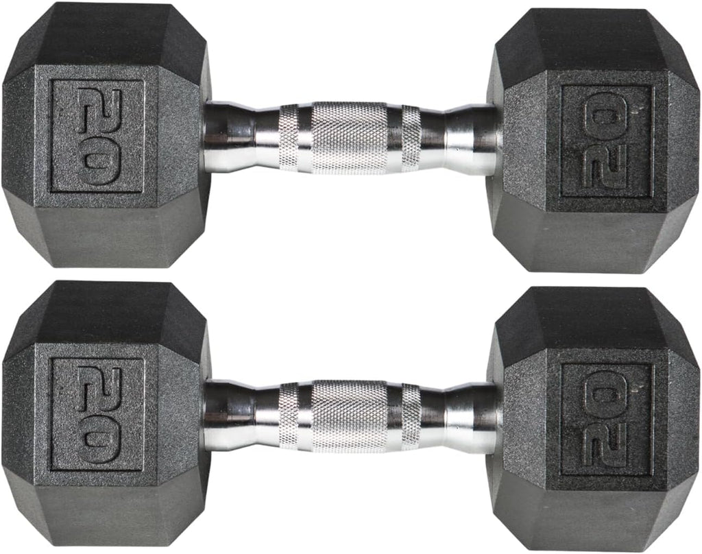 PVC Hex Dumbbell with Chrome Ergonomic Handle – Durable Noise-Reducing PVC Coated Dumbbells Weights for Strength Training, Bodybuilding, Lifting Home Gym – 5 lbs to 50 lbs Pack 1, 2 & 4