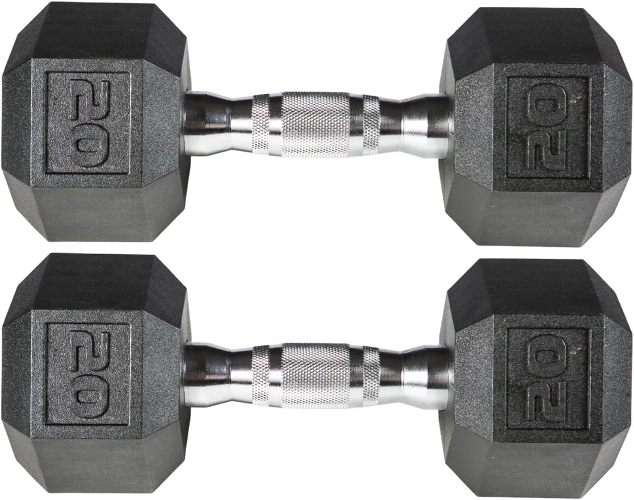 PVC Hex Dumbbell with Chrome Ergonomic Handle – Durable Noise-Reducing PVC Coated Dumbbells Weights for Strength Training, Bodybuilding, Lifting Home Gym – 5 lbs to 50 lbs Pack 1, 2 & 4