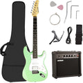Soulmate Electric Guitar Kit, 39' Beginner Electric Guitar Solid Body Full Size HSS Pick Up for Starter, with Amplifier, Bag, Capo, Strap, String,Cable, Picks, Green