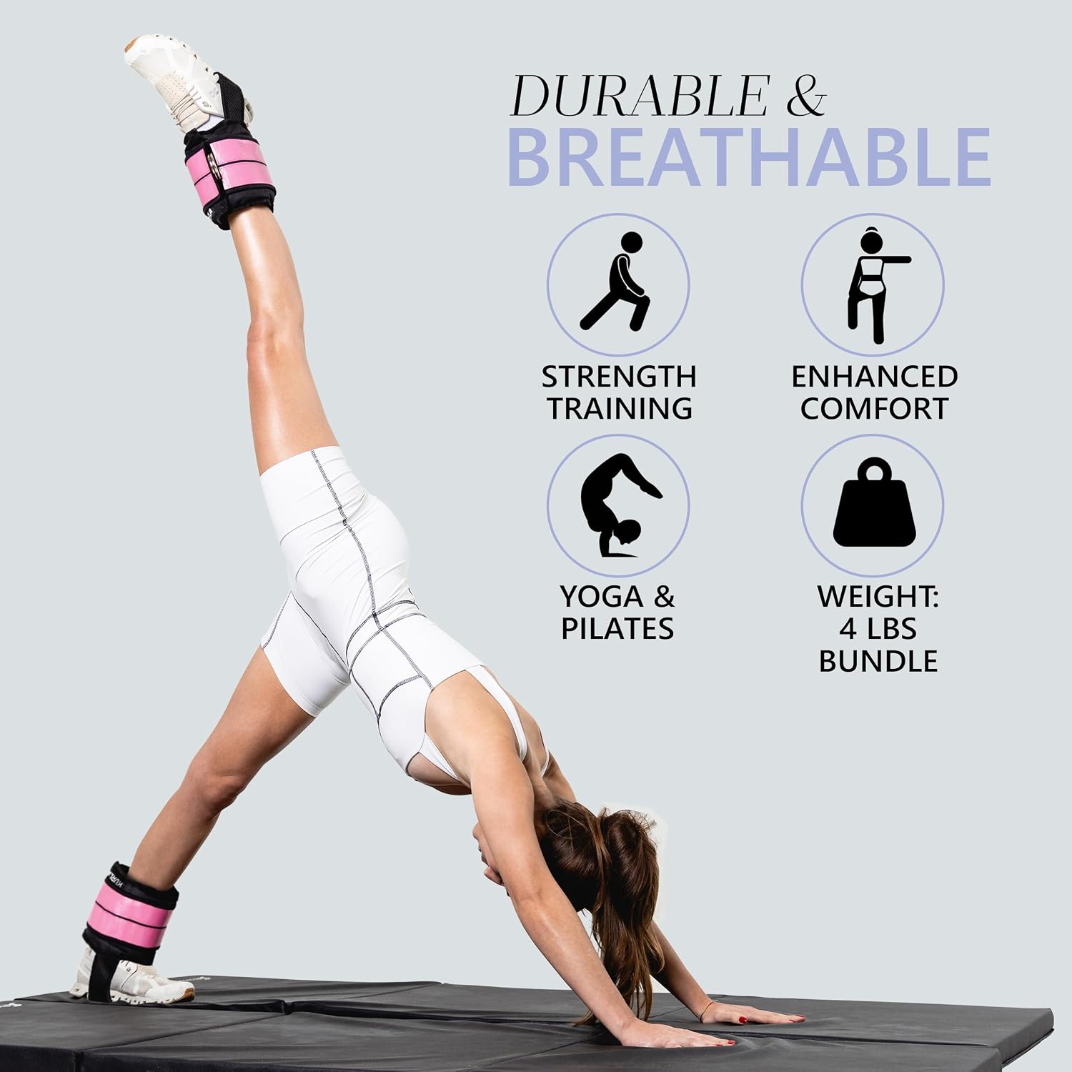 Ankle & Wrist Weights – 8/16/20/30 lbs Pair (4–15lbs - Each) | Dual Adjustable Secure Strap System | Patented Design | Ideal for Home Workouts, Pilates, Yoga, Glute Training