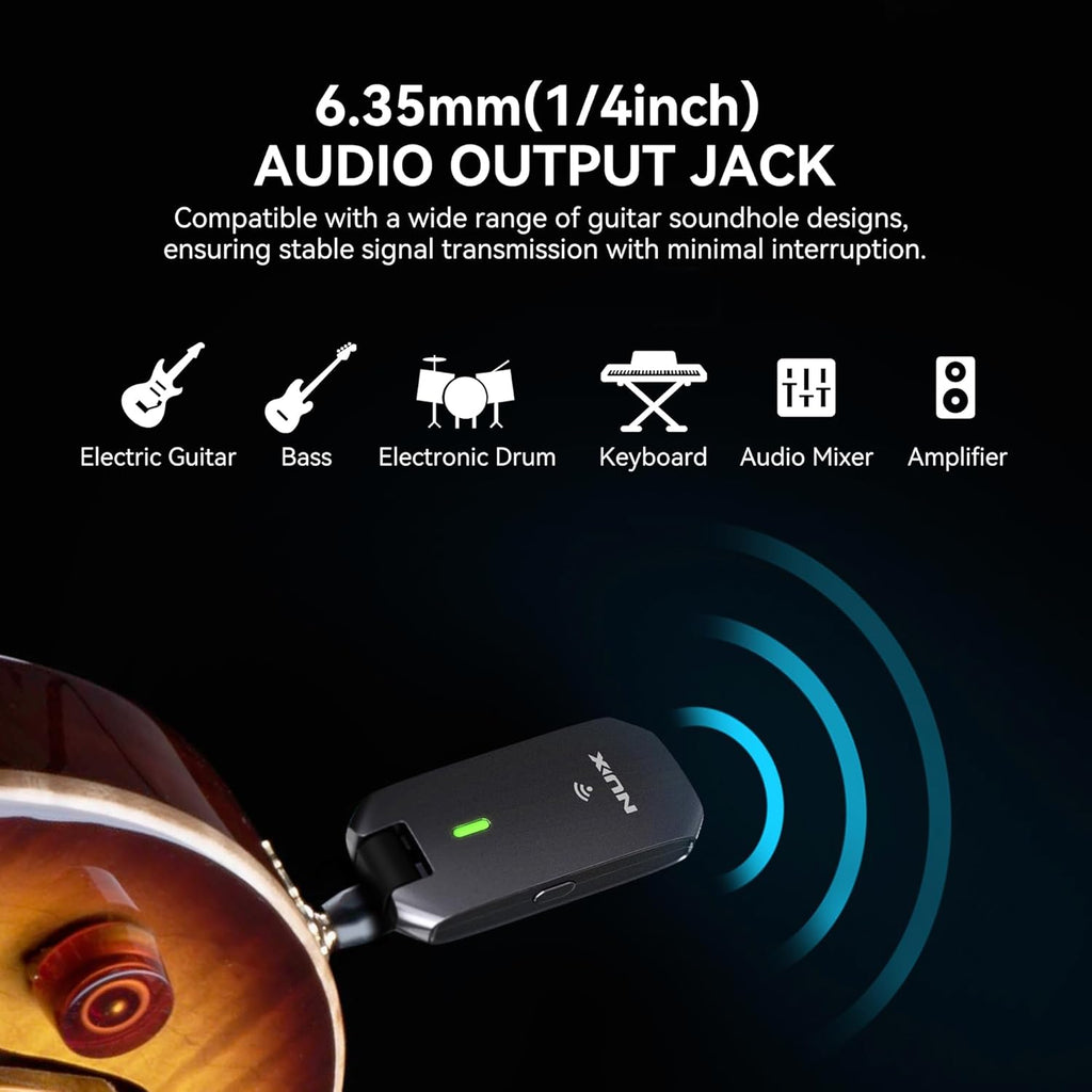 NUX C-5RC 5.8GHz Wireless Guitar System for Active or Passive Pickup Guitar, Charging Case included, UHF Guitar Wireless Transmitter Receiver Low Interference, Auto Match